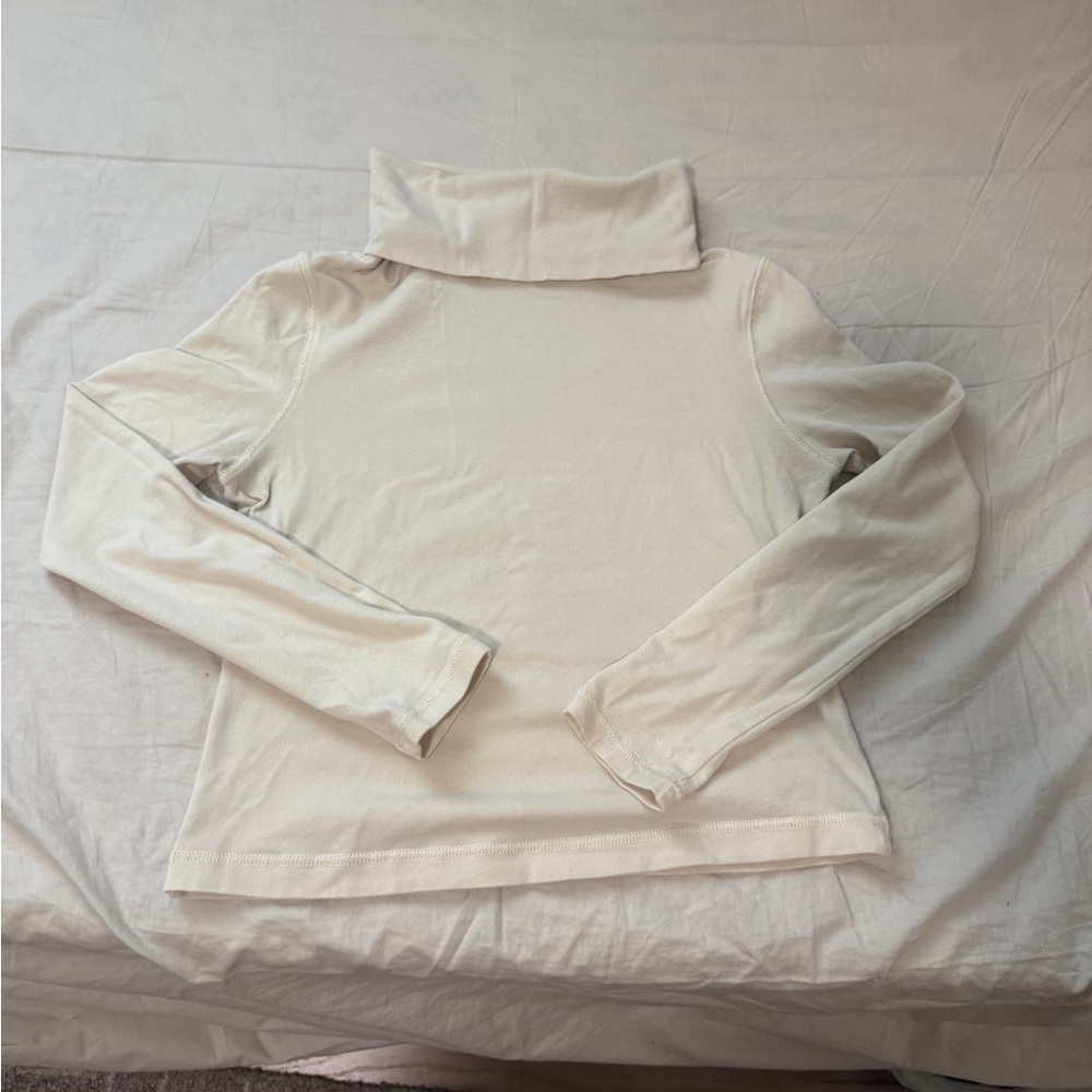 Cream Turtleneck Long Sleeve Top